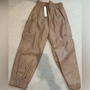NWT Mustard Seed faux leather camel joggers